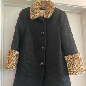 Kate Spade Leopard Cuff Boucle Coat